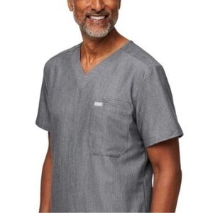 Figs Leon Short Sleeve Scrub Top in Graphite Gray Men’s Size XXL